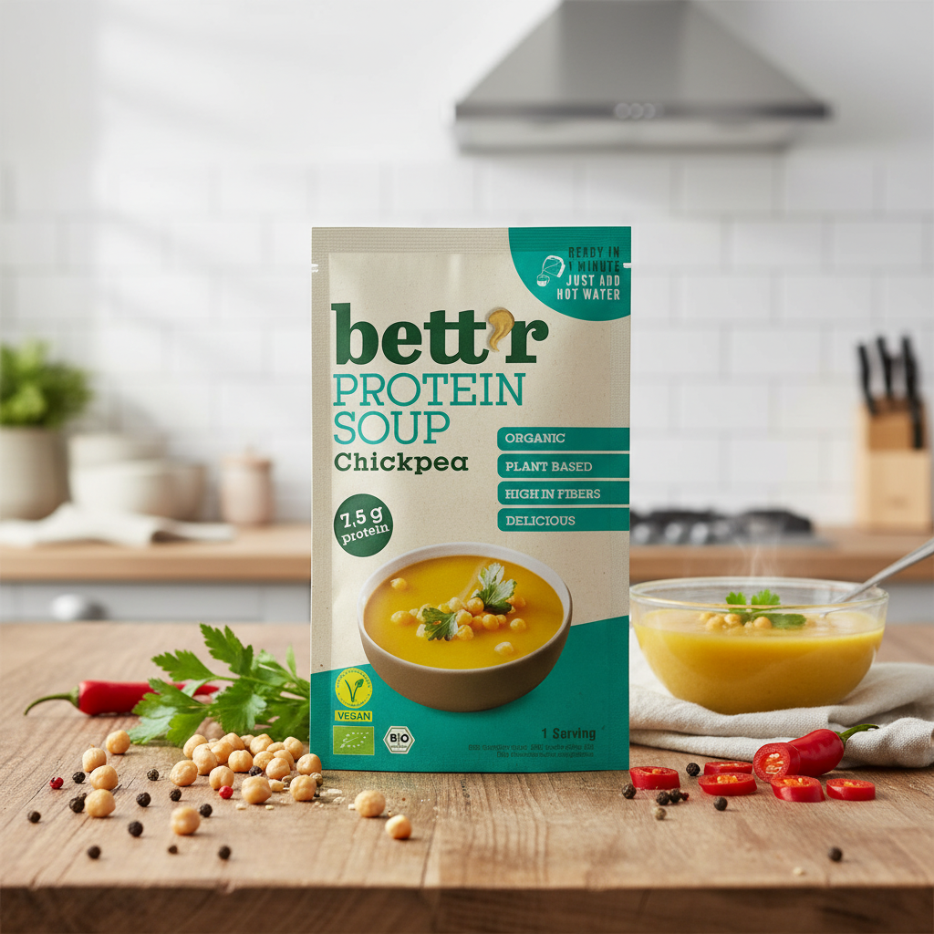Supă Instant Proteică cu Năut Bio - Gustare Rapidă & Vegană | Bettr 30g 2