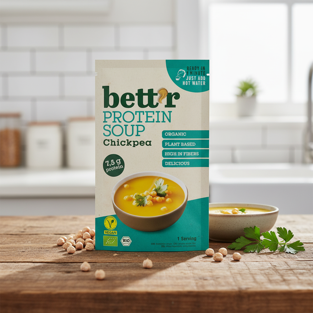 Supă Instant Proteică cu Năut Bio - Gustare Rapidă & Vegană | Bettr 30g