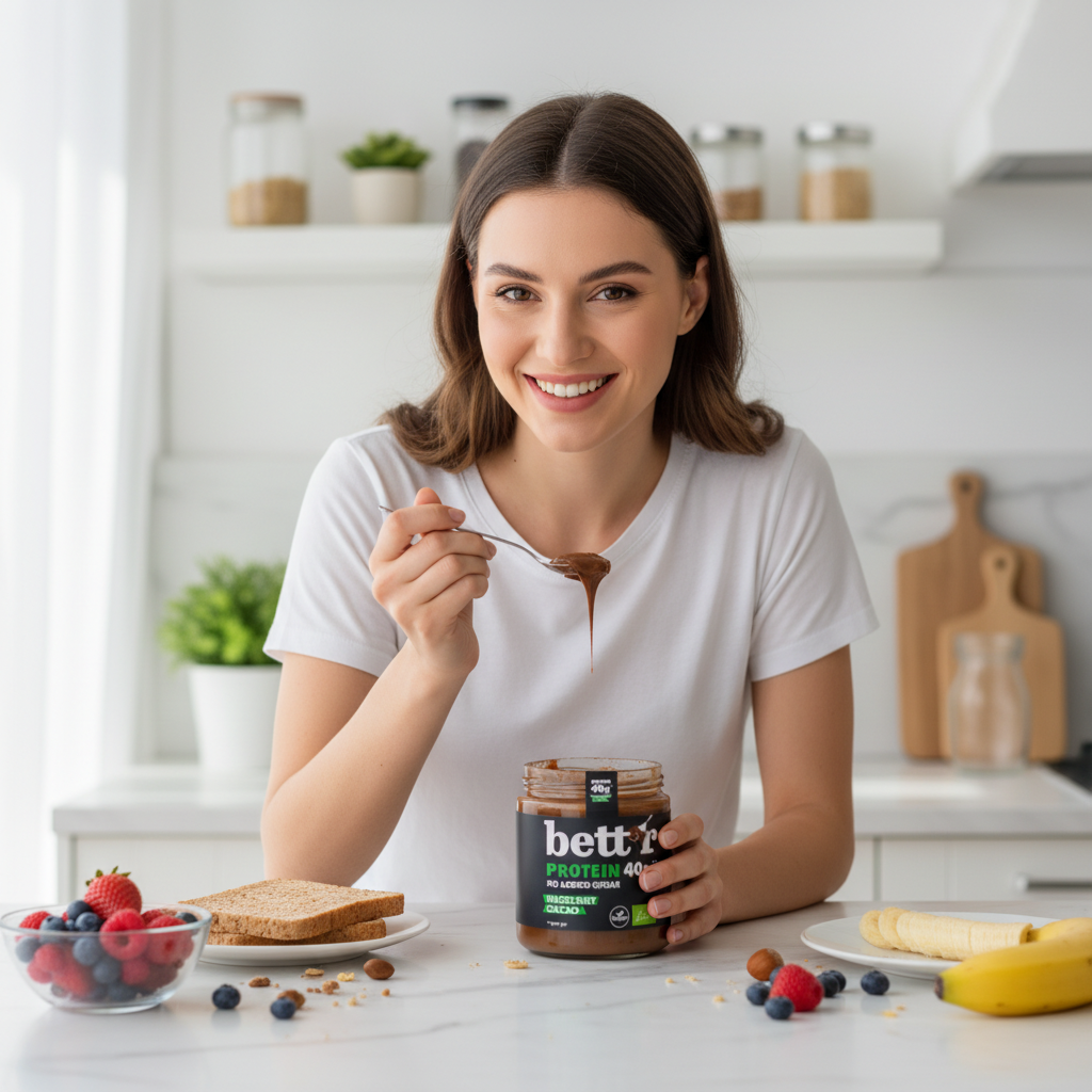 Cremă Proteică Bio de Alune și Cacao Bettr – Energie Vegană Fără Zahăr Adăugat, 250g 3