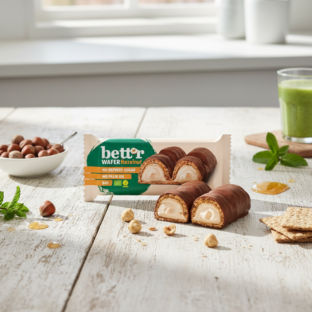 Napolitană Crocantă cu Cremă de Alune Bettr – Desert Bio Vegan, Fără Zahăr Rafinat (33g) 2