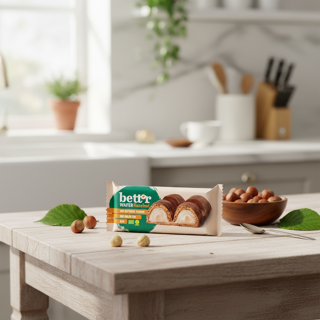 Napolitană Crocantă cu Cremă de Alune Bettr – Desert Bio Vegan, Fără Zahăr Rafinat (33g)