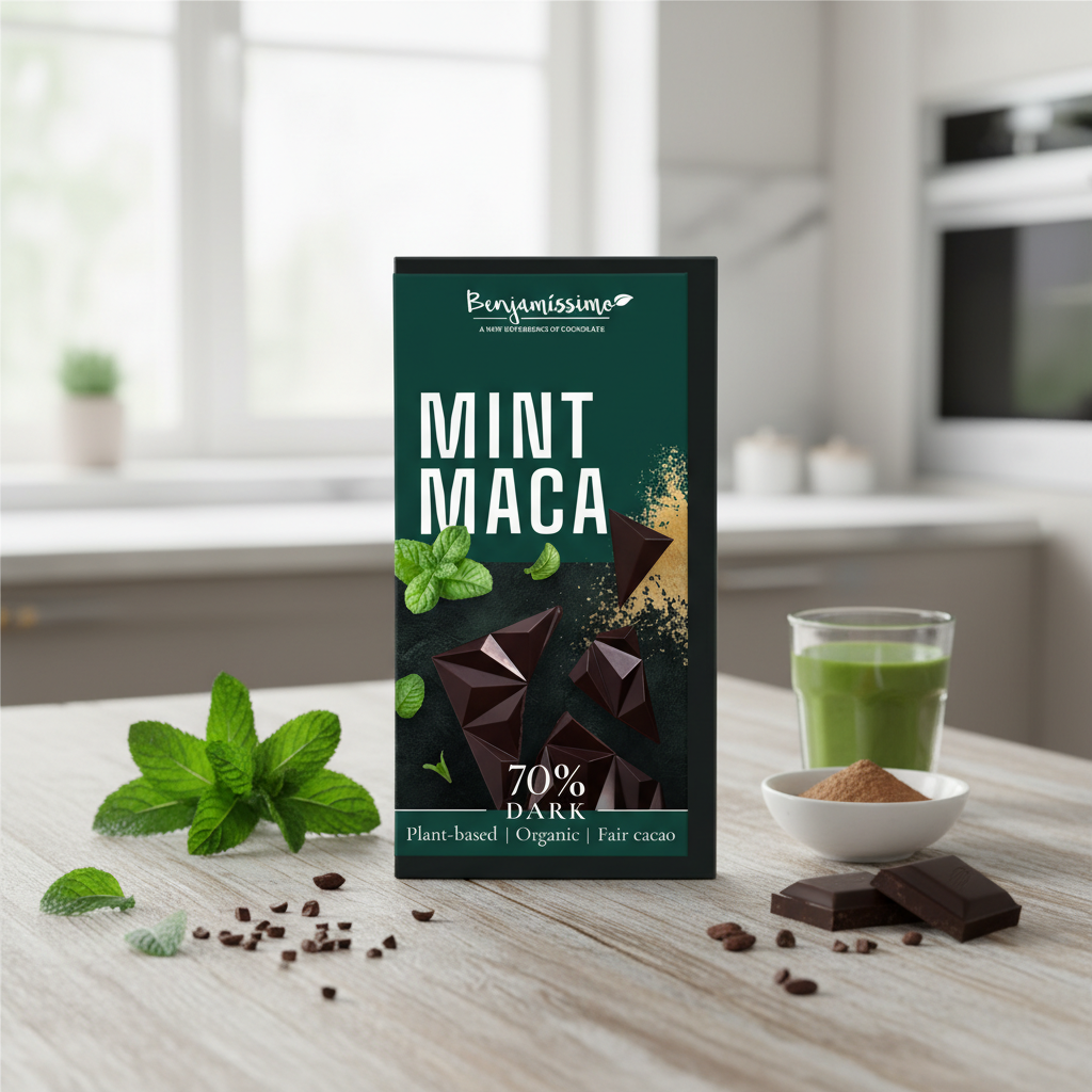 Ciocolată Neagră 70% Bio cu Mentă și Maca - Benjamissimo 60g 2