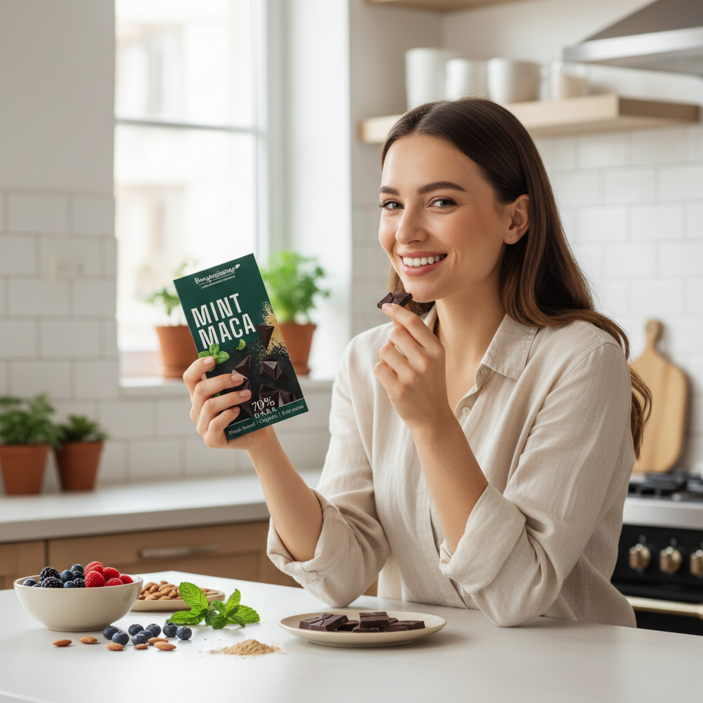 Ciocolată Neagră 70% Bio cu Mentă și Maca - Benjamissimo 60g 3