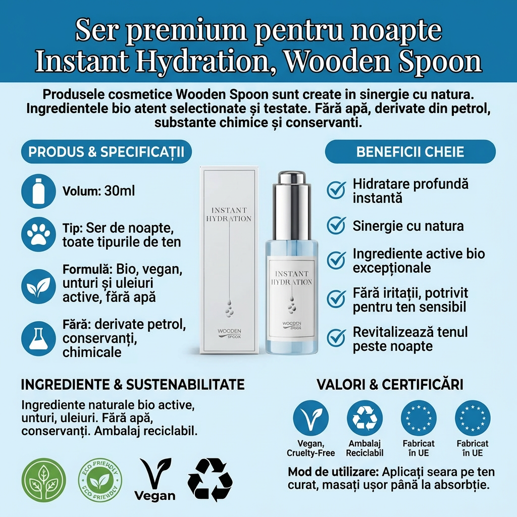 Ser Premium de Noapte Instant Hydration cu Extract de Salicornia Wooden Spoon 30ml 4