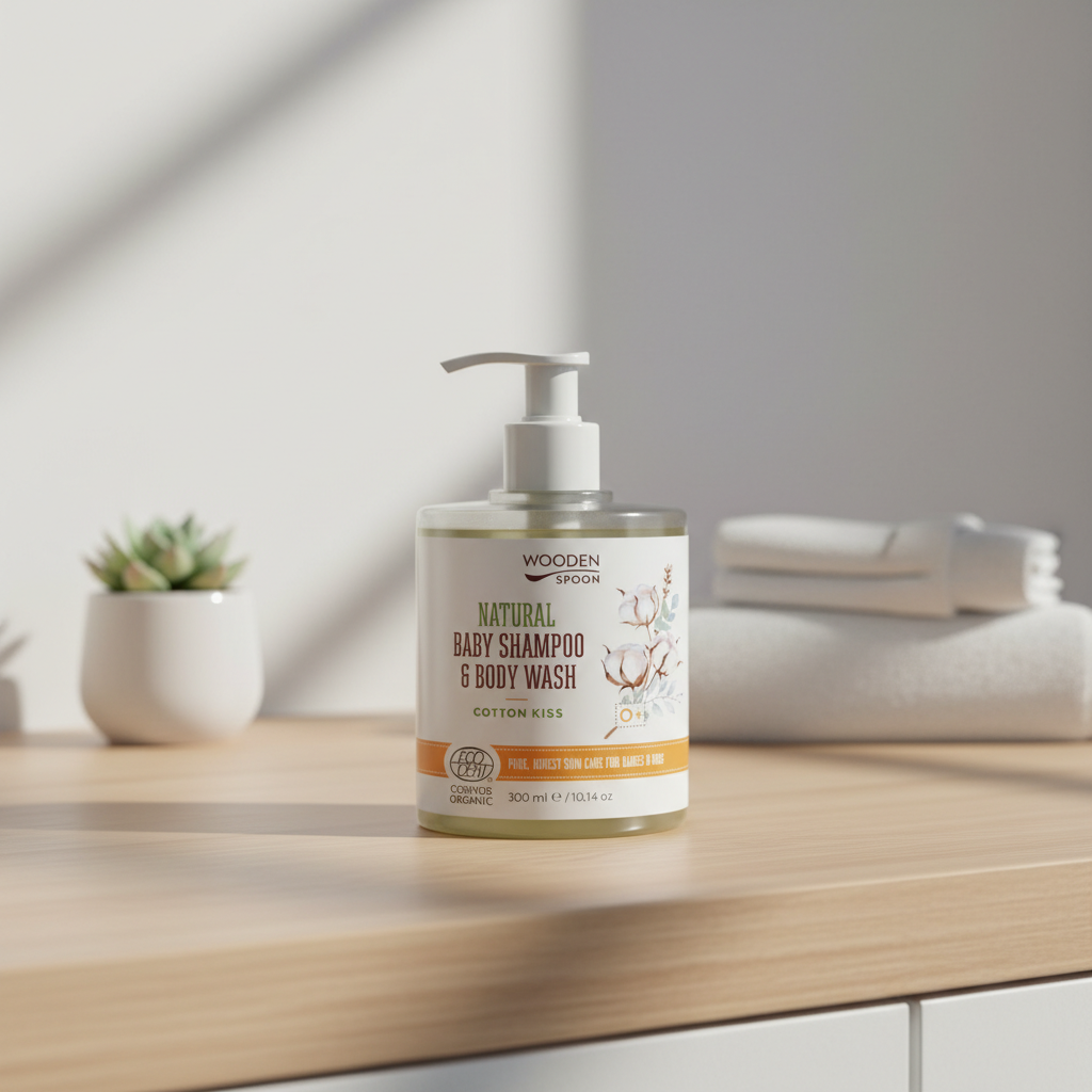 Șampon și Gel de Duș Organic pentru Bebelui și Copii Cotton Kiss 300ml - Wooden Spoon 2