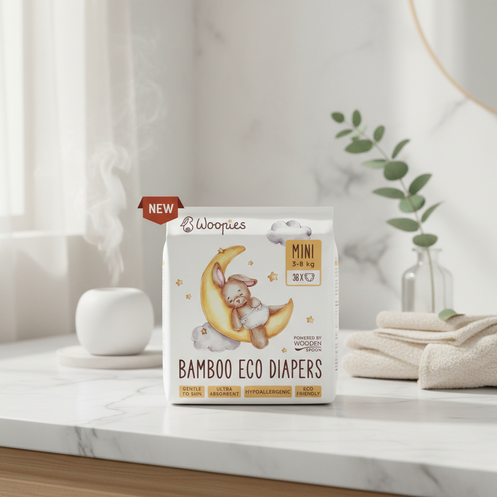 Scutece Ecologice Premium din Bambus Woopies Mini (3-8 kg) - Wooden Spoon, 36 bucăți 2