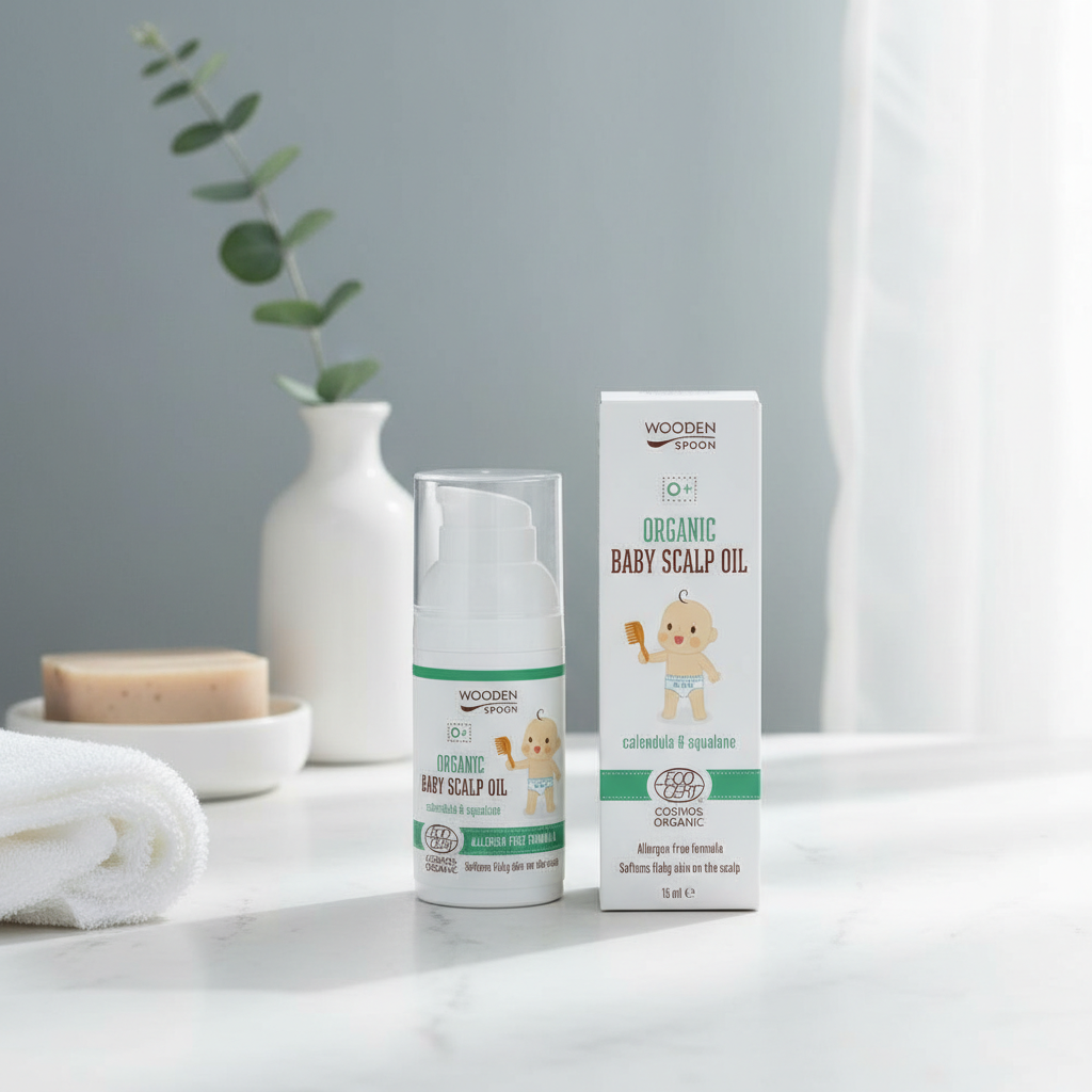 Ulei Ecologic pentru Scalpul Bebelusilor cu Gălbenele și Squalan 15ml Wooden Spoon 2