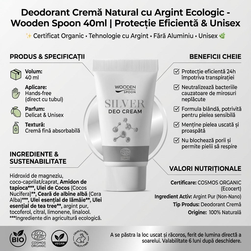 Deodorant Cremă Natural cu Argint Ecologic - Wooden Spoon 40ml | Protecție Eficientă & Unisex 4