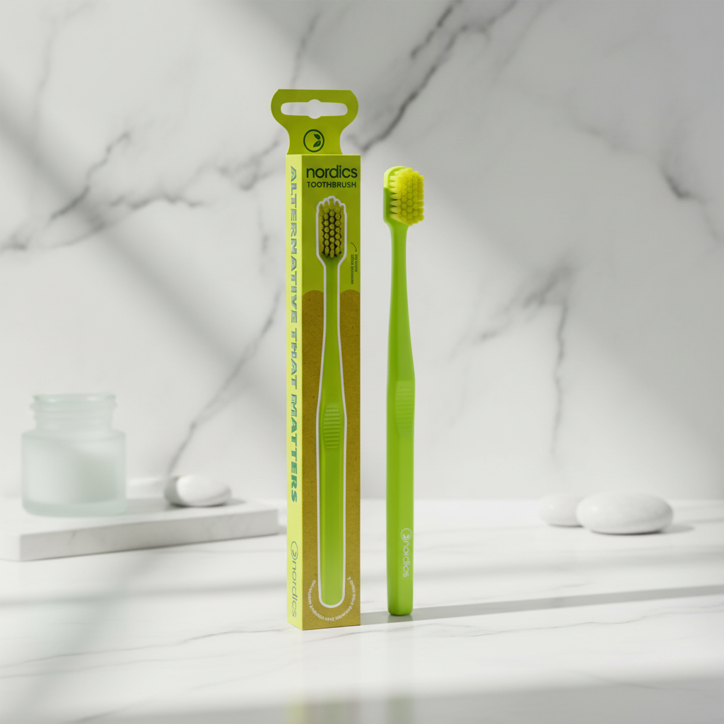 Periuță de Dinți Premium Nordics Verde - 6580 Peri Ultra-Soft pentru o Igienă Orală Superioară & Sustenabilitate 2