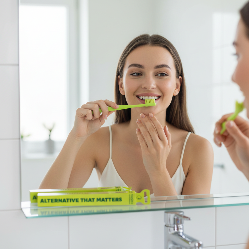 Periuță de Dinți Premium Nordics Verde - 6580 Peri Ultra-Soft pentru o Igienă Orală Superioară & Sustenabilitate 3