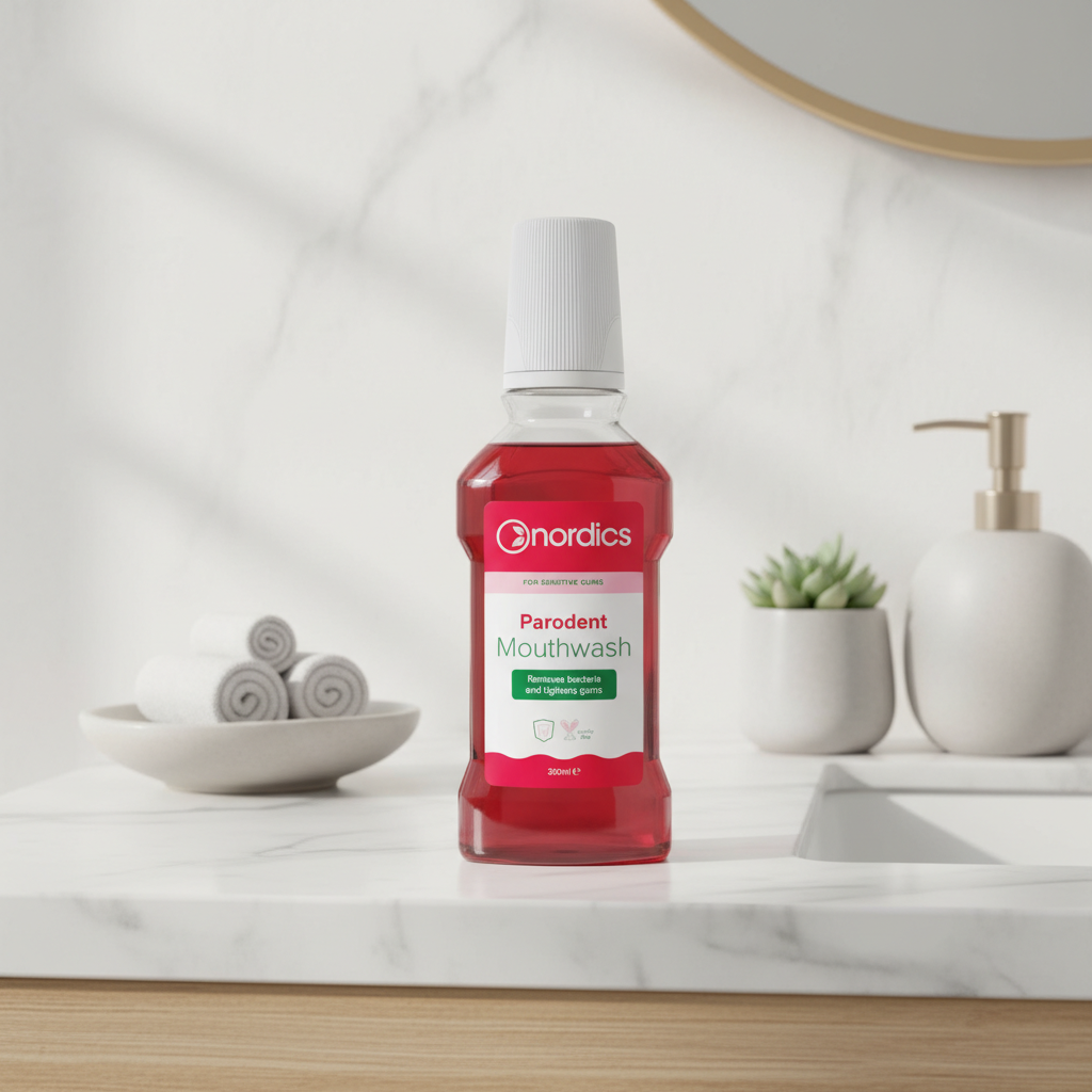 Apă de Gură Nordics Parodent: Protecție Avansată Împotriva Parodontozei și Gingiilor Sensibile 300ml 2