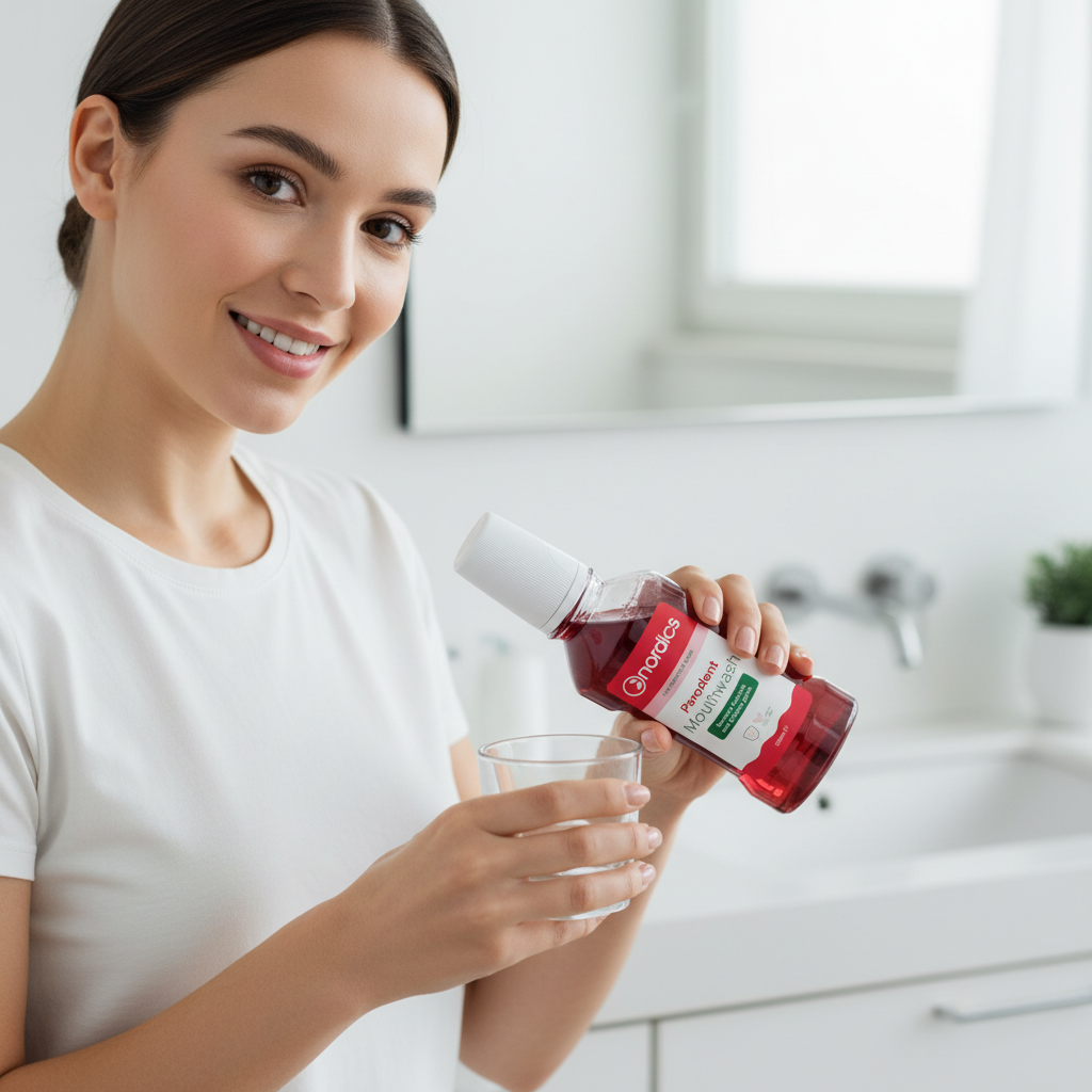 Apă de Gură Nordics Parodent: Protecție Avansată Împotriva Parodontozei și Gingiilor Sensibile 300ml 3