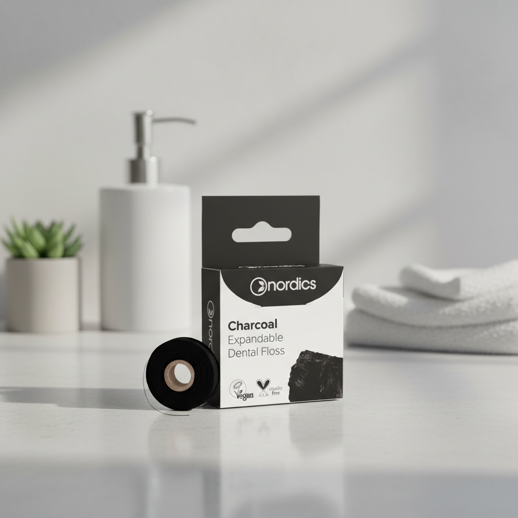 Ață Dentară Expandabilă cu Cărbune Activ și Mentă – Curățare Profundă Nordics, 30m 2