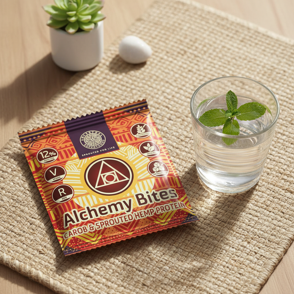 Gustare Raw Vegană Alchemy Bites cu Carob și Cânepă Germinată - Ancestral Superfoods (40g) 2