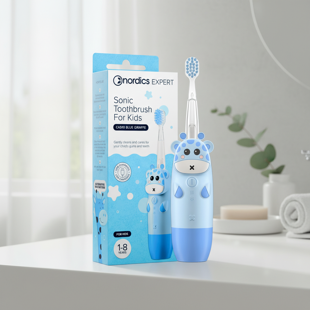 Periuță de Dinți Electrică Sonică pentru Copii Nordics Expert - Blue Giraffe (1-8 Ani) 2