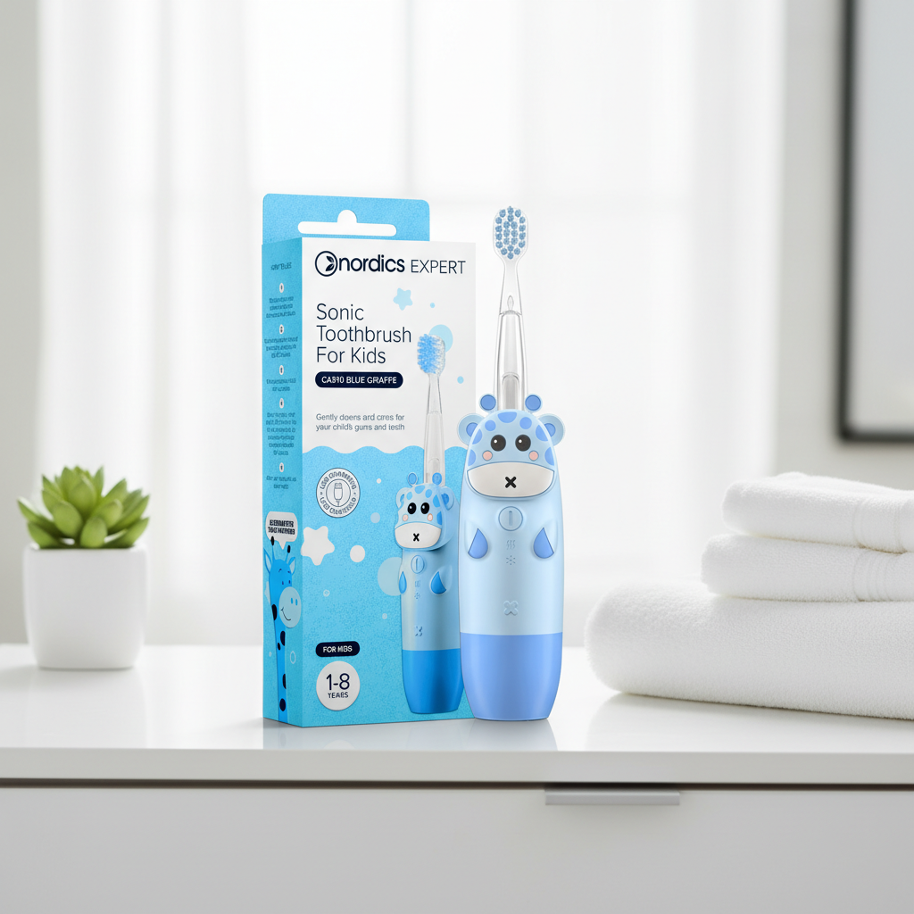 Periuță de Dinți Electrică Sonică pentru Copii Nordics Expert - Blue Giraffe (1-8 Ani)