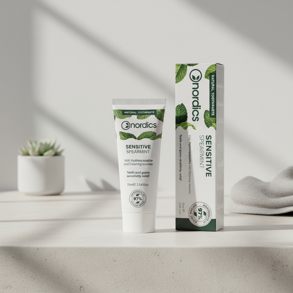 Pastă de Dinți Naturală Sensitive cu Mentă și Hidroxiapatită Nordics - 75ml 2