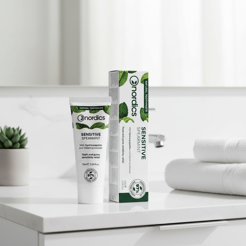 Pastă de Dinți Naturală Sensitive cu Mentă și Hidroxiapatită Nordics - 75ml