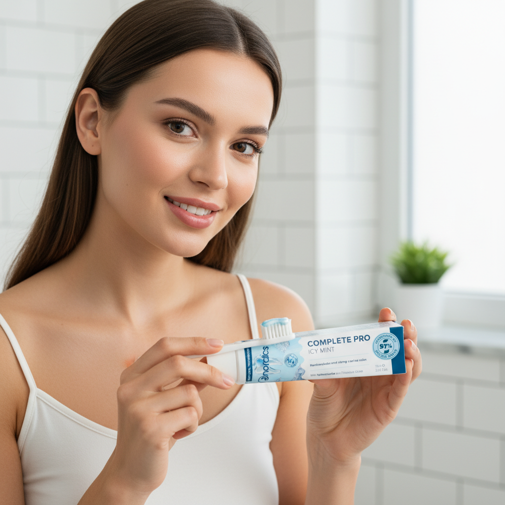 Pastă de Dinți Nordics Complete Pro cu Mentă și Hidroxiapatită - Remineralizare Avansată a Smalțului (75ml) 2