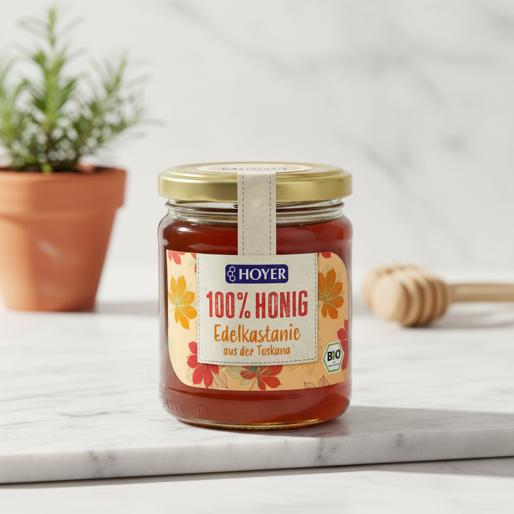 Miere de Castan Bio 250g Hoyer – Deliciu Aromatic din Toscana, 100% Naturală și Certificată Ecologic