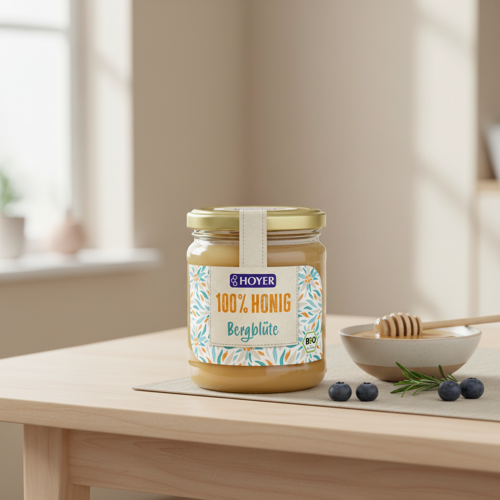 Miere de Flori de Munte Bio Hoyer 250g – O Simfonie a Naturii din Regiuni Neatinse