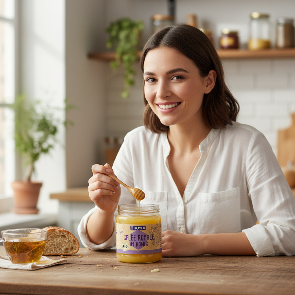 Miere Ecologică cu Lăptișor de Matcă Hoyer - Cocktail Natural de Vitalitate 250g 3