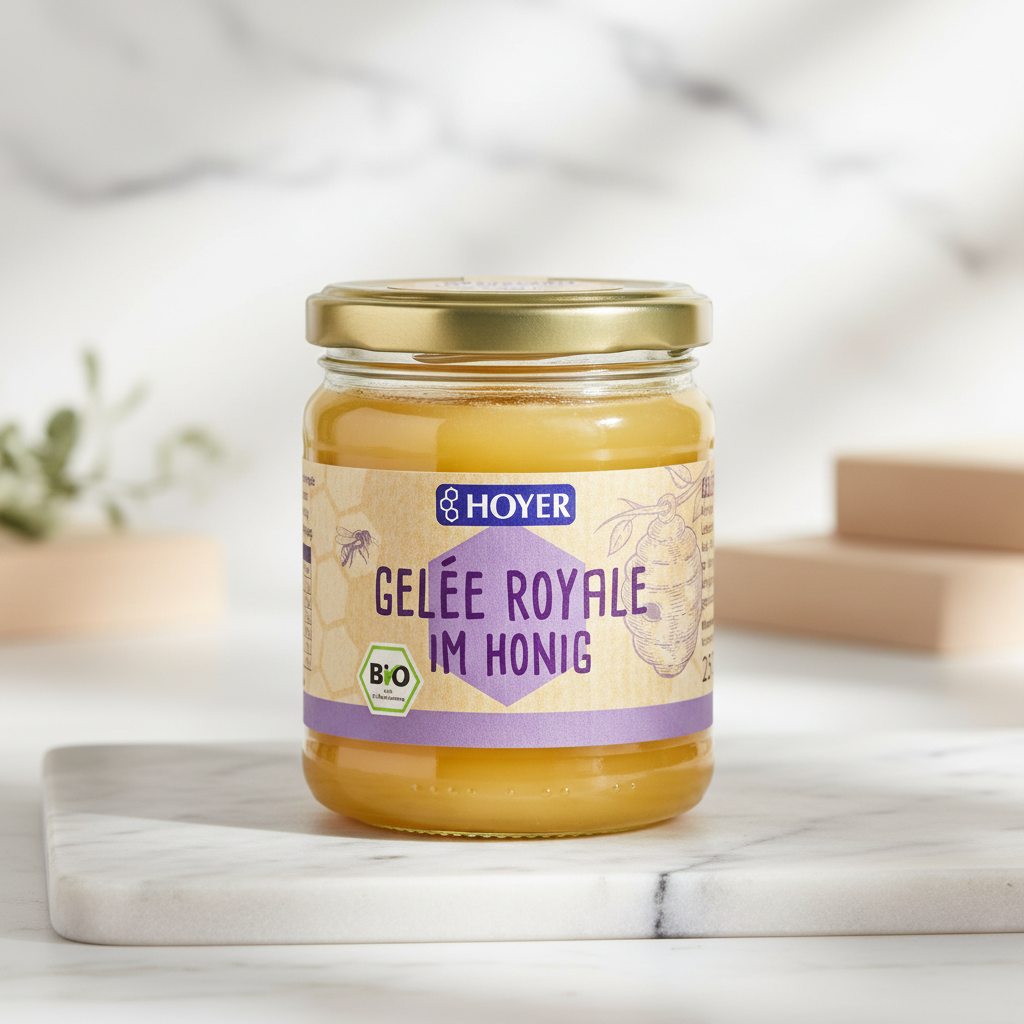 Miere Ecologică cu Lăptișor de Matcă Hoyer - Cocktail Natural de Vitalitate 250g