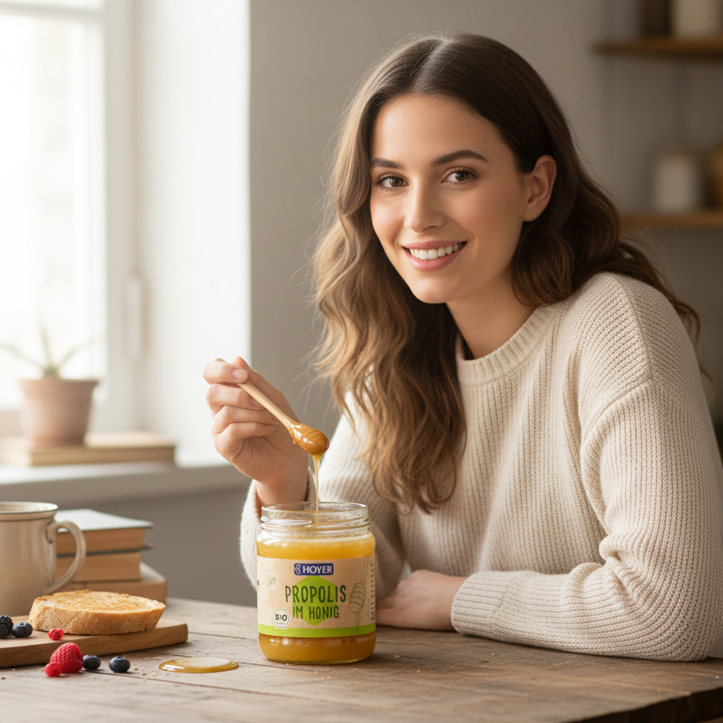 Miere cu Propolis Bio Hoyer 250g: Delicatesă Cremosă și Fortifiant Natural pentru Imunitate 3