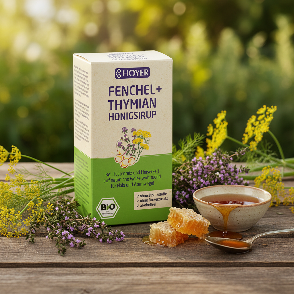 Sirop Ecologic de Miere cu Fenicul și Cimbru Hoyer - Remediu Natural pentru Căi Respiratorii, 250g 2