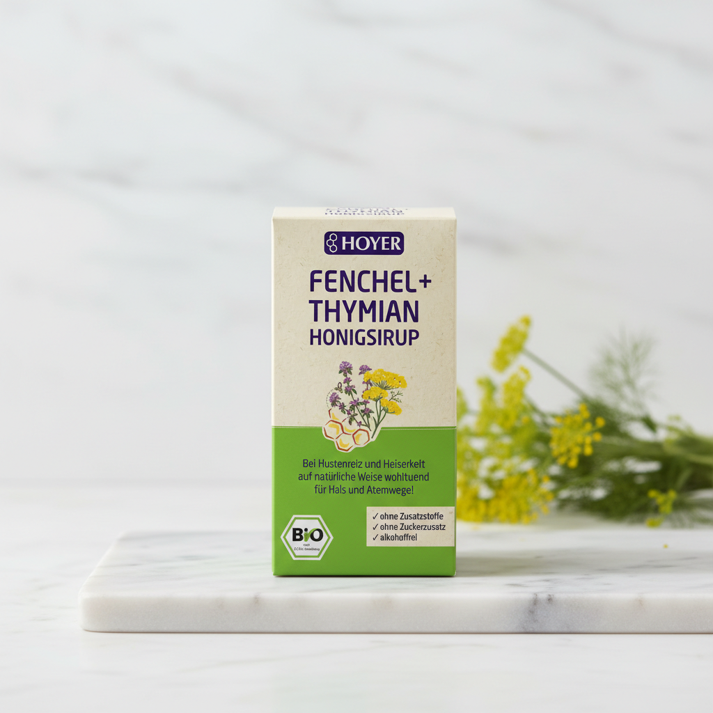 Sirop Ecologic de Miere cu Fenicul și Cimbru Hoyer - Remediu Natural pentru Căi Respiratorii, 250g
