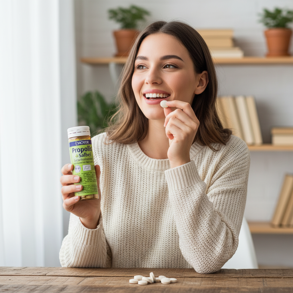 Dropsuri Masticabile cu Propolis și Salvie Bio - Remediu Natural pentru Gât și Răgușeală - Hoyer (60 bucăți) 3