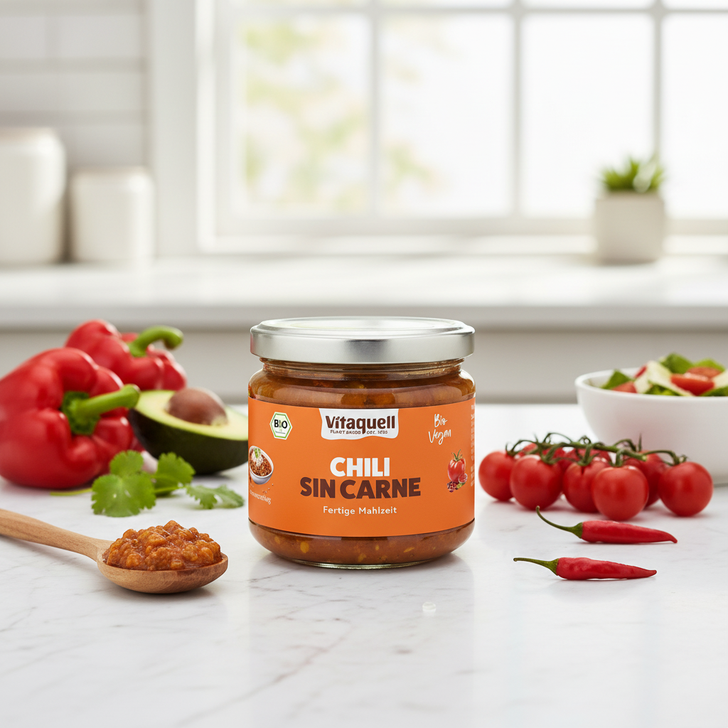 Chili sin Carne Bio Vitaquell - Mâncare Vegetariană Gata Preparată, Picantă și Delicioasă (240g) 2