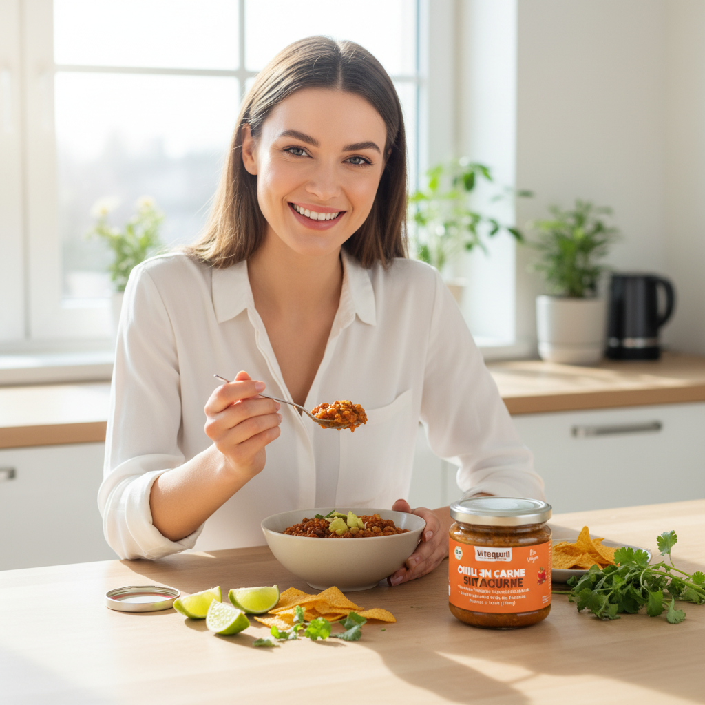 Chili sin Carne Bio Vitaquell - Mâncare Vegetariană Gata Preparată, Picantă și Delicioasă (240g) 3