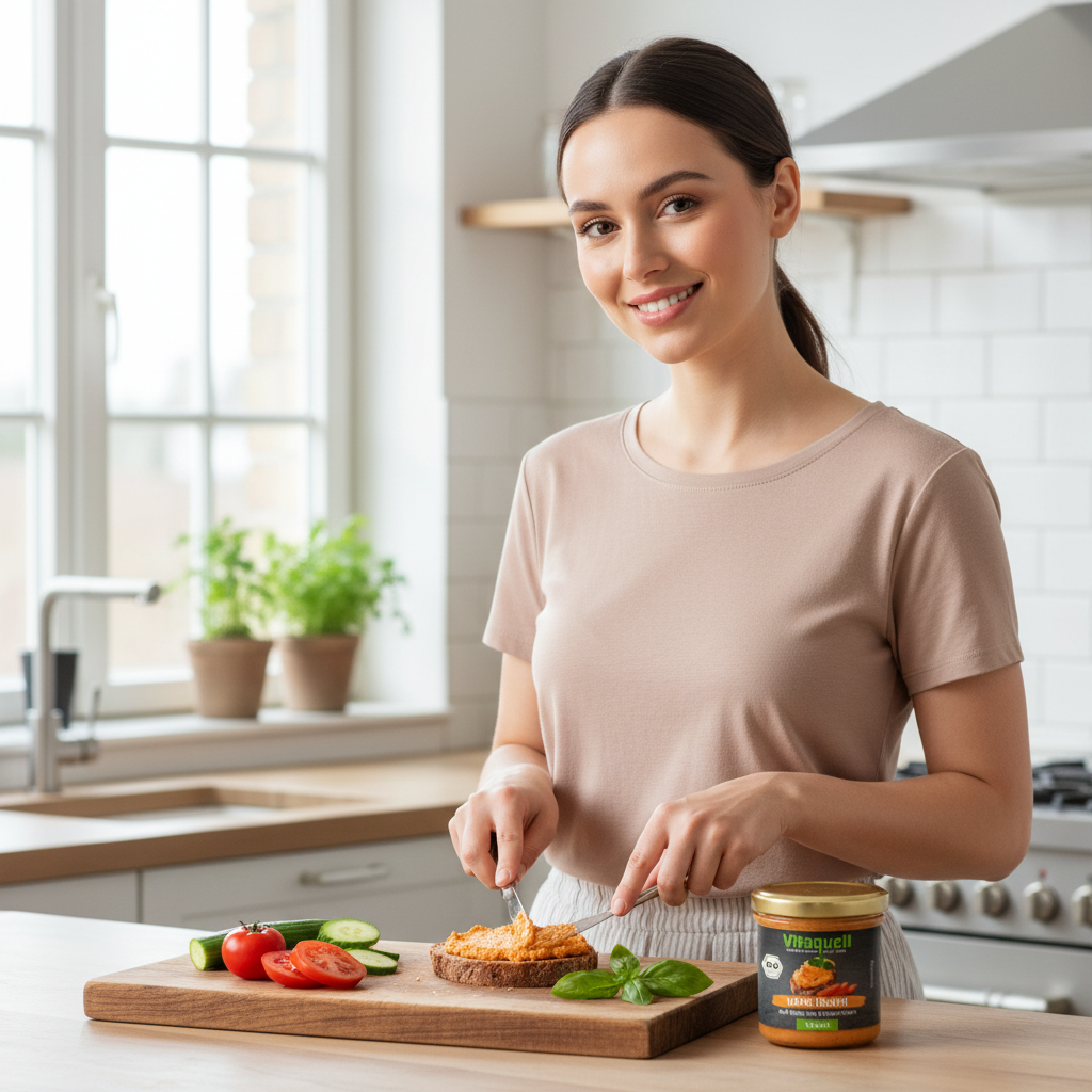 Cremă Tartinabilă Bio cu Năut Tip Teewurst Vegan Vitaquell 125g - Savoare Rustică și Ingrediente Naturale 3