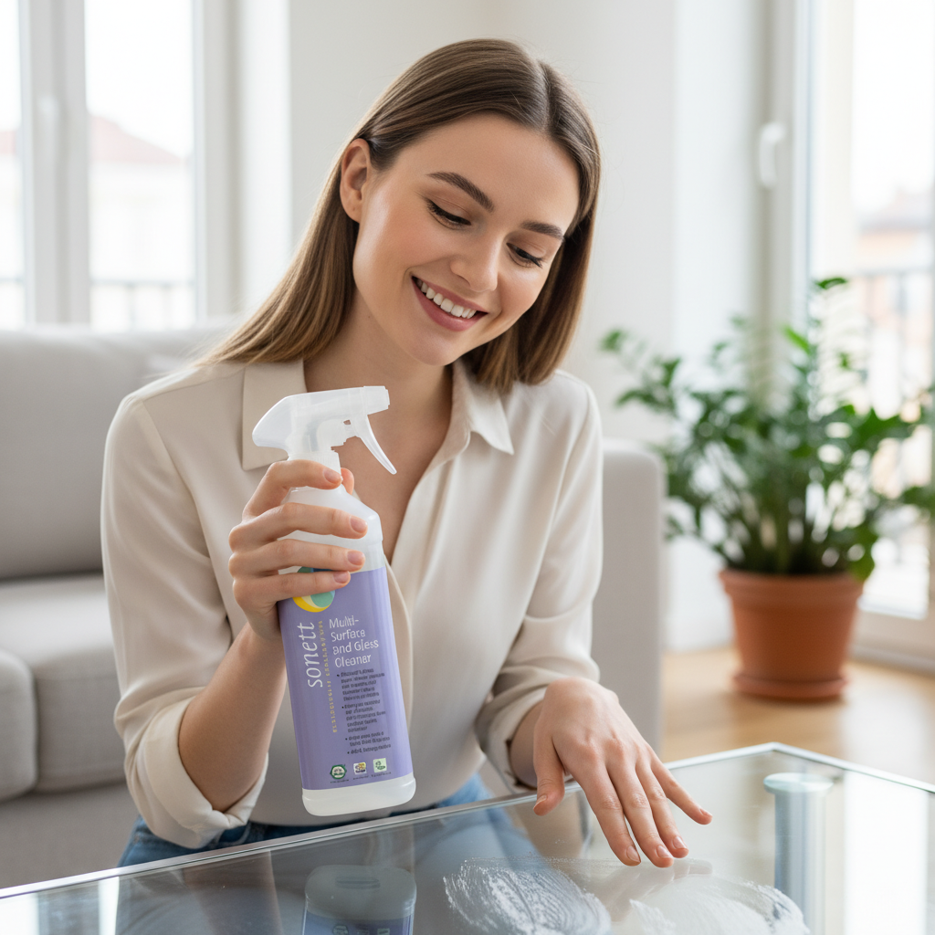 Detergent Ecologic pentru Sticlă și Suprafețe Multiple Sonett - 500ml, cu Lavandă și Lemongrass 3