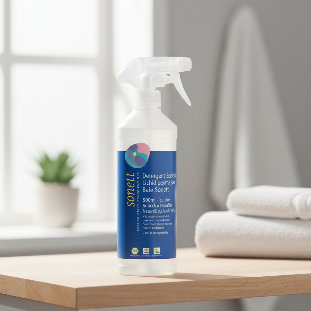 Detergent Ecologic Lichid pentru Baie Sonett 500ml - Soluție Anticalcar Naturală cu Acid Citric