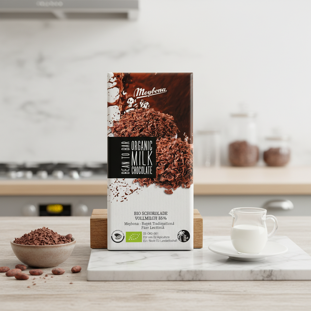 Ciocolată cu Lapte Bio 100g Meybona - Rețetă Tradițională Fără Lecitină