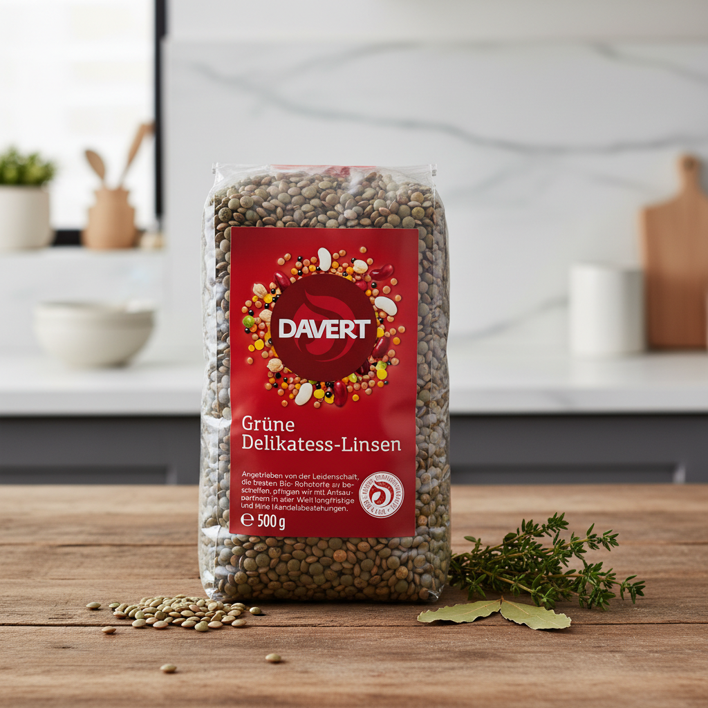 Linte Verde Tip Du Puy Bio - Delicatesă Culinară Bogată în Proteine Davert 500g