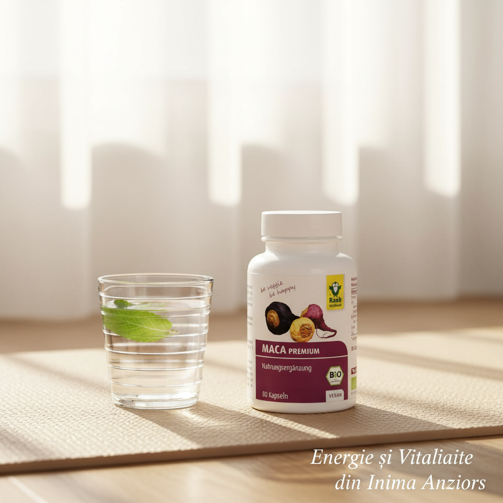Maca Premium Bio Raab 500mg, 80 Capsule Vegane: Energie și Vitalitate din Inima Anzilor