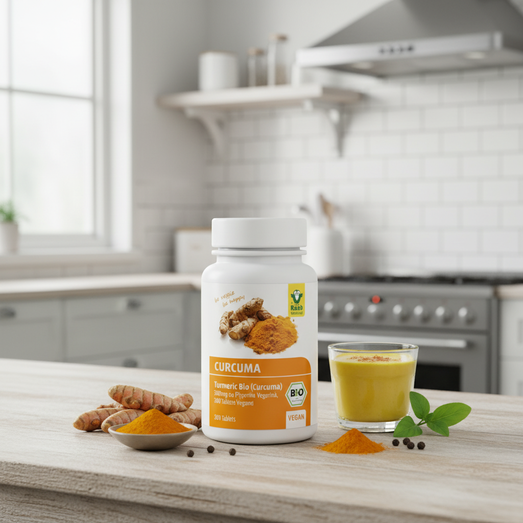 Supliment Alimentar Turmeric Bio (Curcuma) 300mg cu Piperină, 300 Tablete Vegane, Raab Vitalfood 2