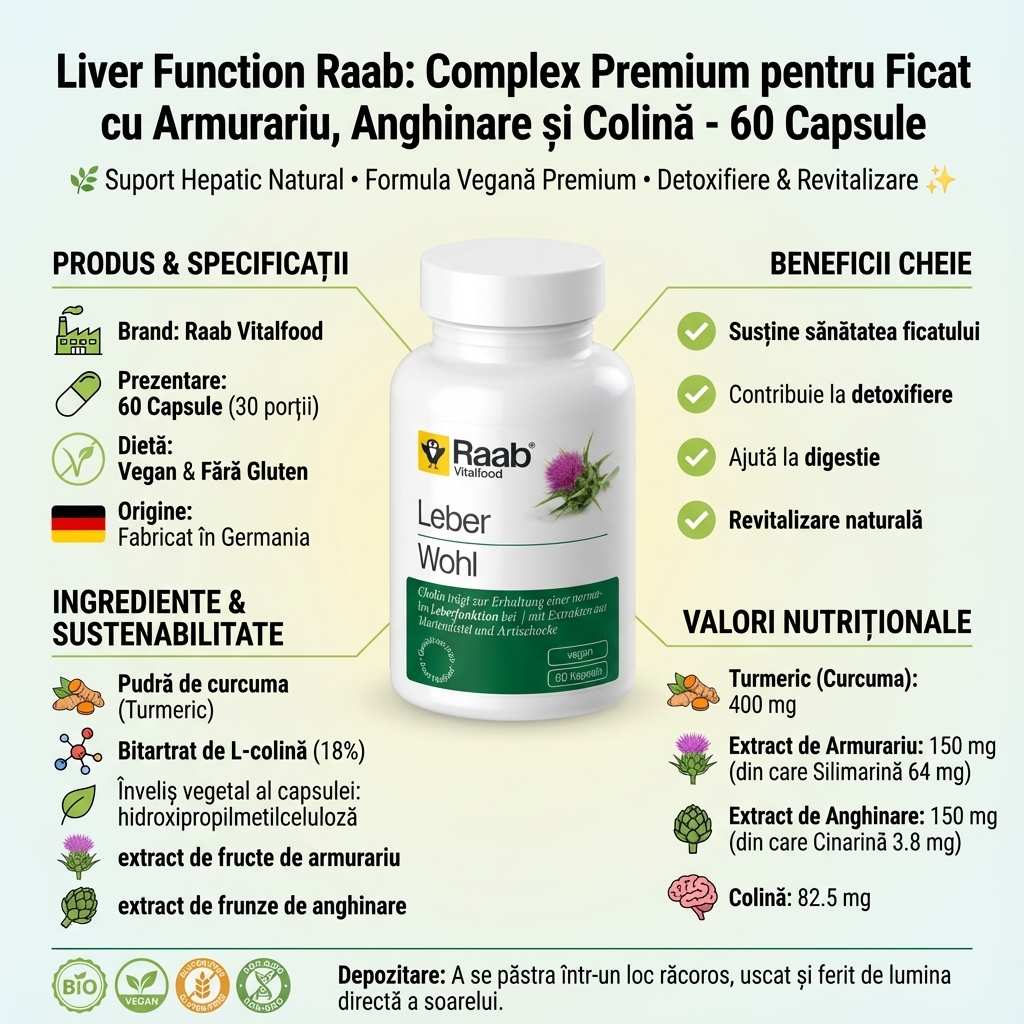 Liver Function Raab: Complex Premium pentru Ficat cu Armurariu, Anghinare și Colină - 60 Capsule 4