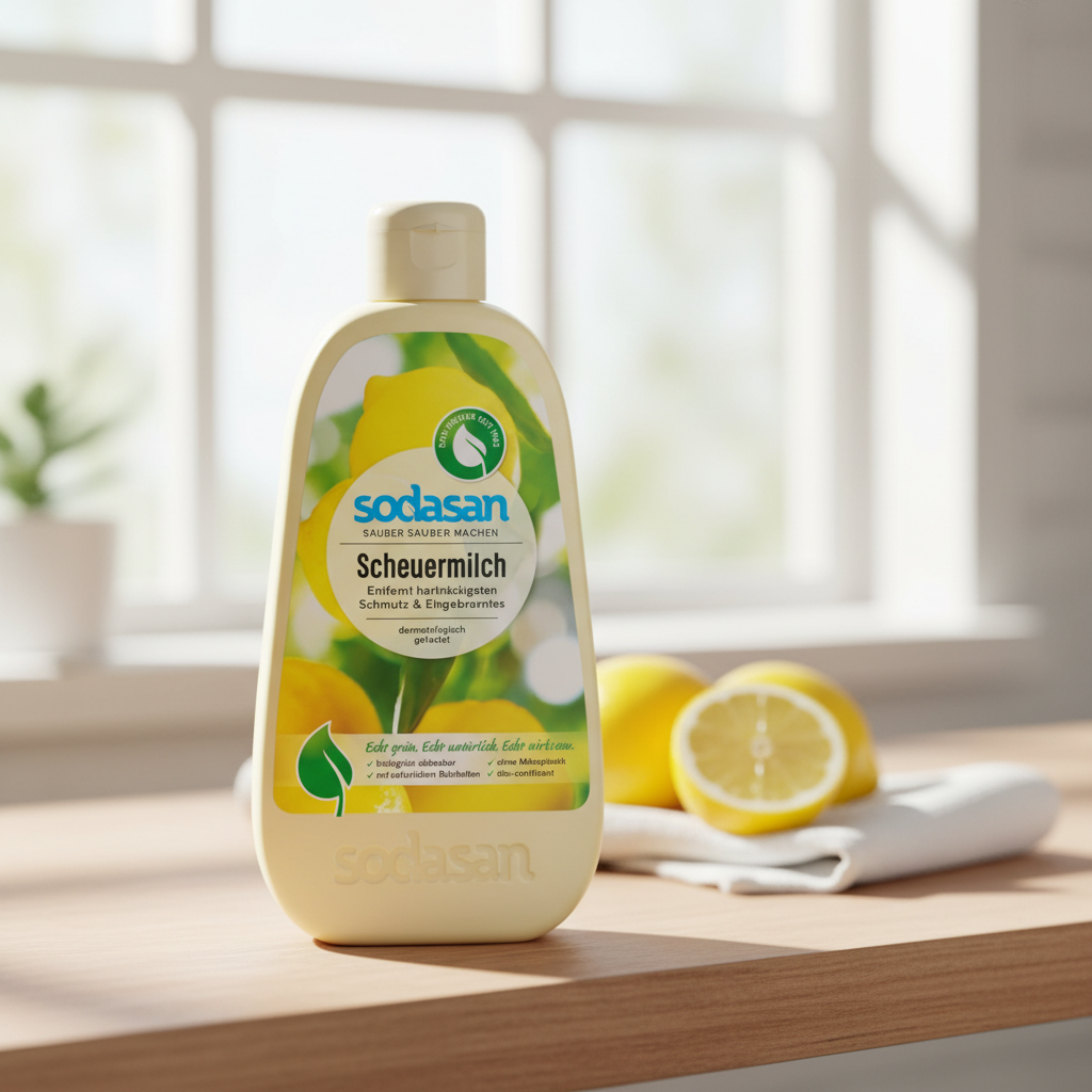 Cremă Abrazivă Ecologică Sodasan cu Praf de Marmură Fin și Uleiuri Citrice, 500ml