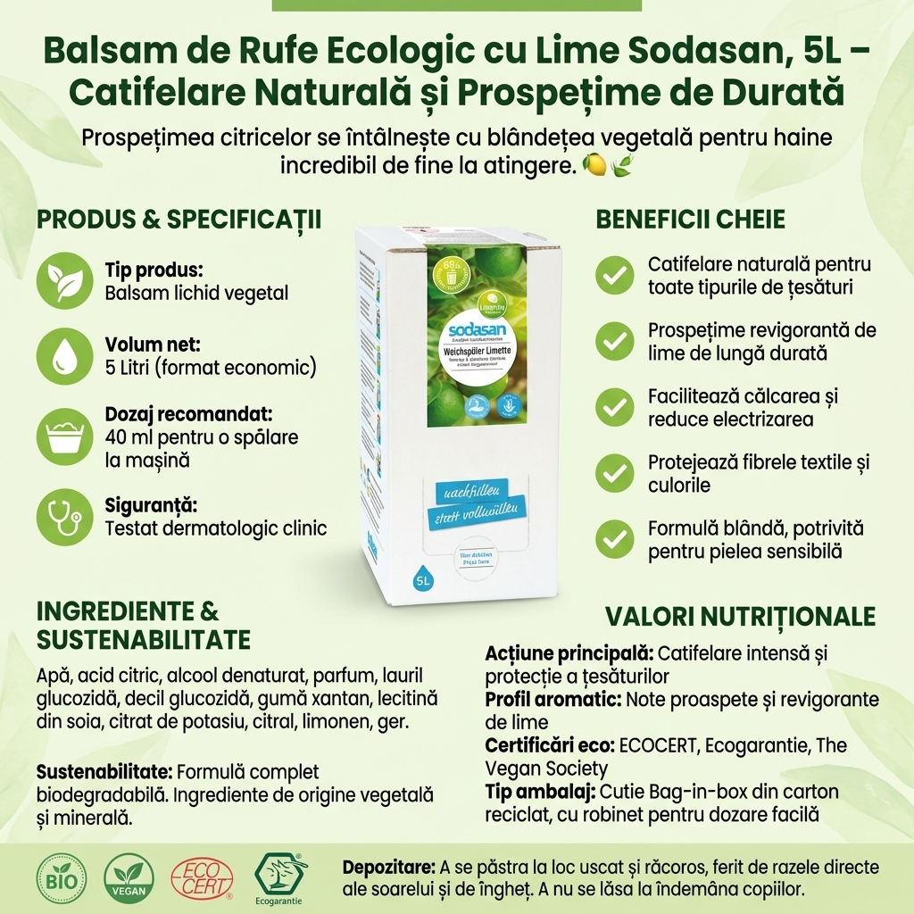 Balsam de Rufe Ecologic cu Lime Sodasan, 5L – Catifelare Naturală și Prospețime de Durată 4