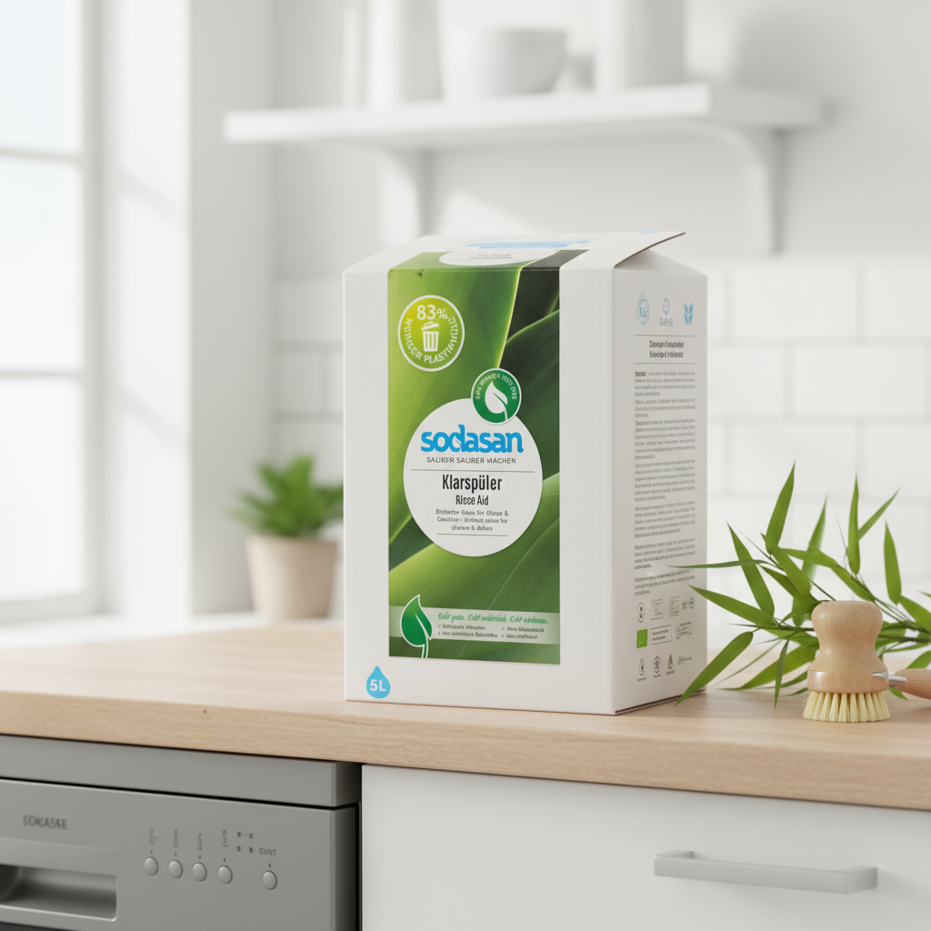 Soluție Ecologică de Clătire pentru Mașina de Spălat Vase Sodasan, Fără Parfum, 5 Litri