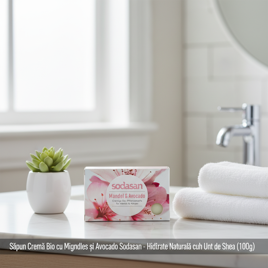 Săpun Cremă Bio cu Migdale și Avocado Sodasan - Hidratare Naturală cu Unt de Shea (100g)