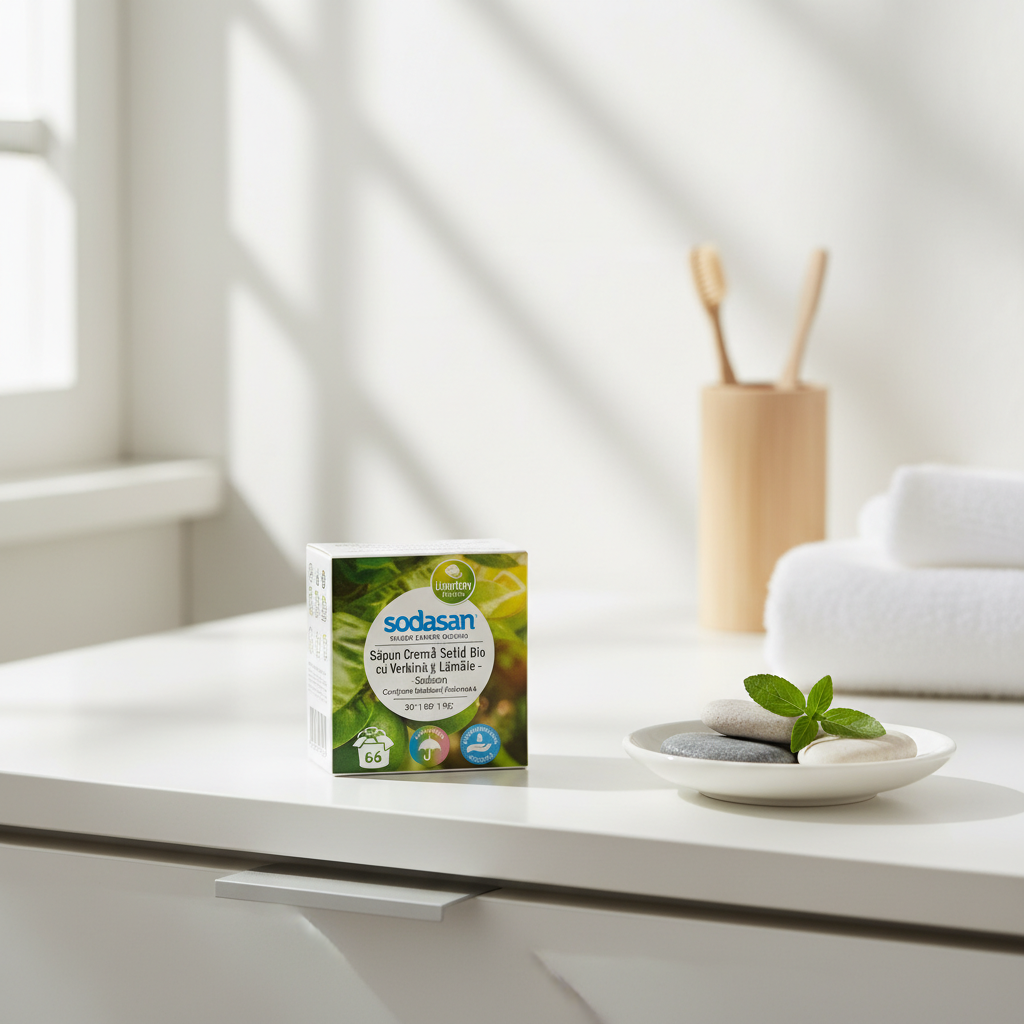 Săpun Cremă Solid Bio cu Verbină și Lămâie - Sodasan 100g - Curățare Delicată și Hidratare cu Unt de Shea 2