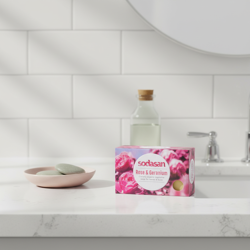Săpun Cremă Bio cu Trandafir Sălbatic și Geranium 100g Sodasan - Îngrijire Tradițională pentru Față și Corp 2