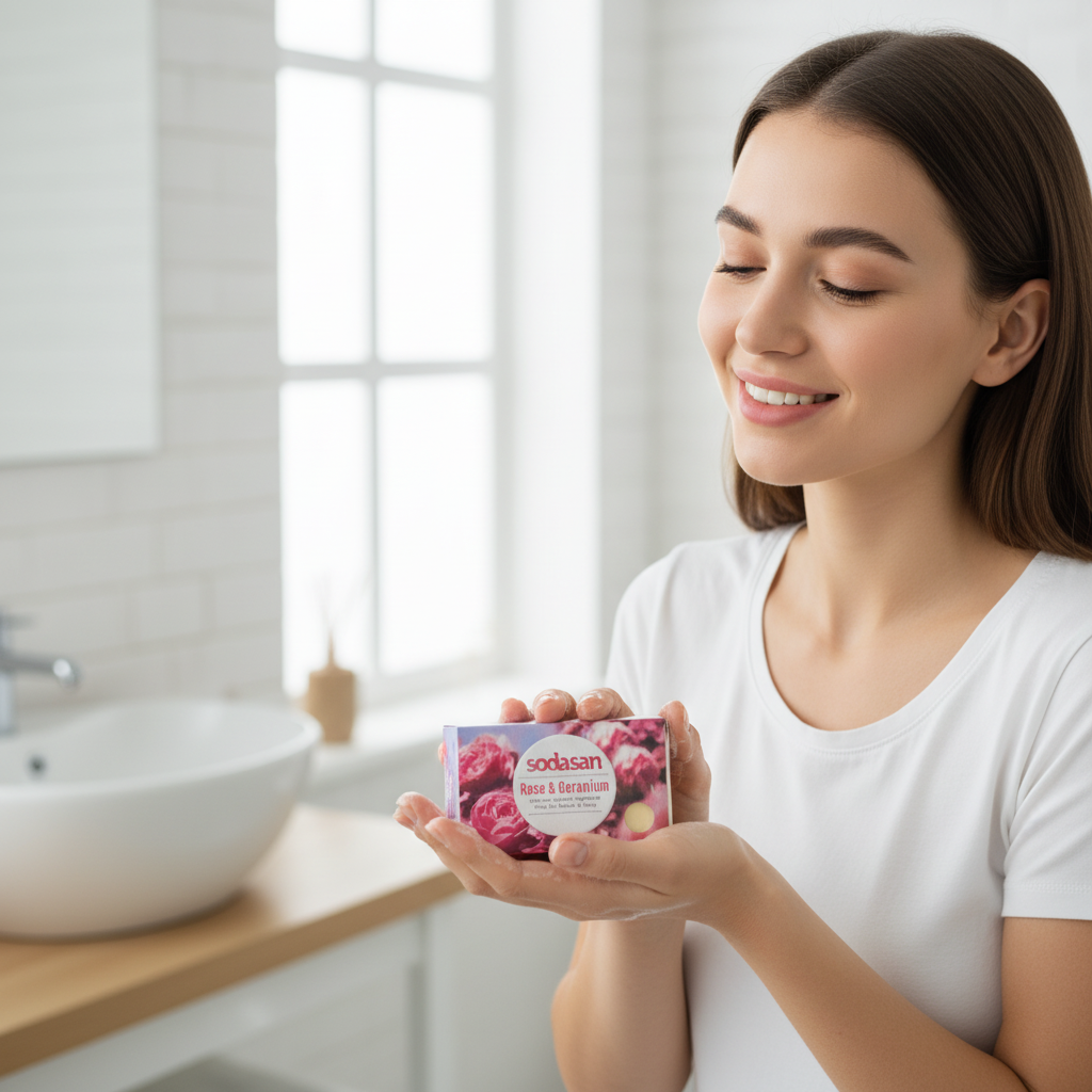 Săpun Cremă Bio cu Trandafir Sălbatic și Geranium 100g Sodasan - Îngrijire Tradițională pentru Față și Corp 3