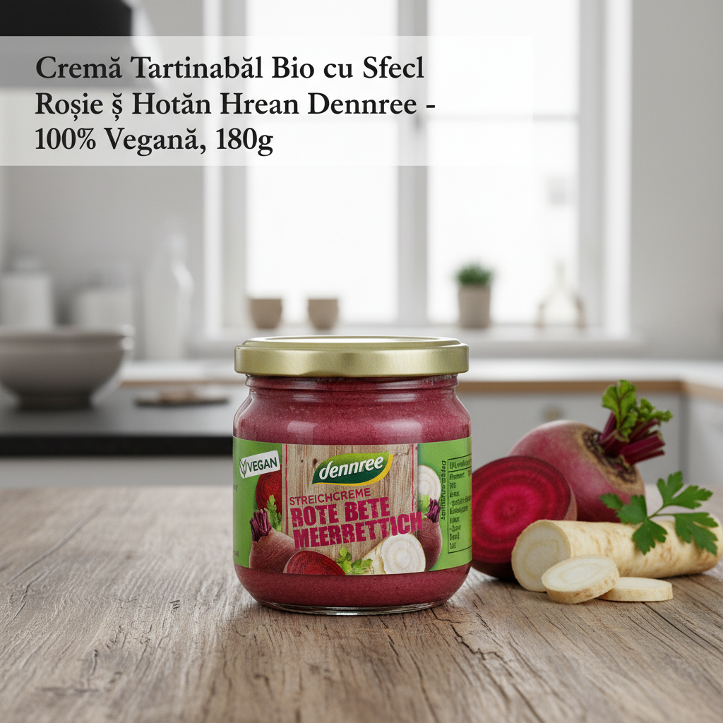 Cremă Tartinabilă Bio cu Sfeclă Roșie și Hrean Dennree - 100% Vegană, 180g