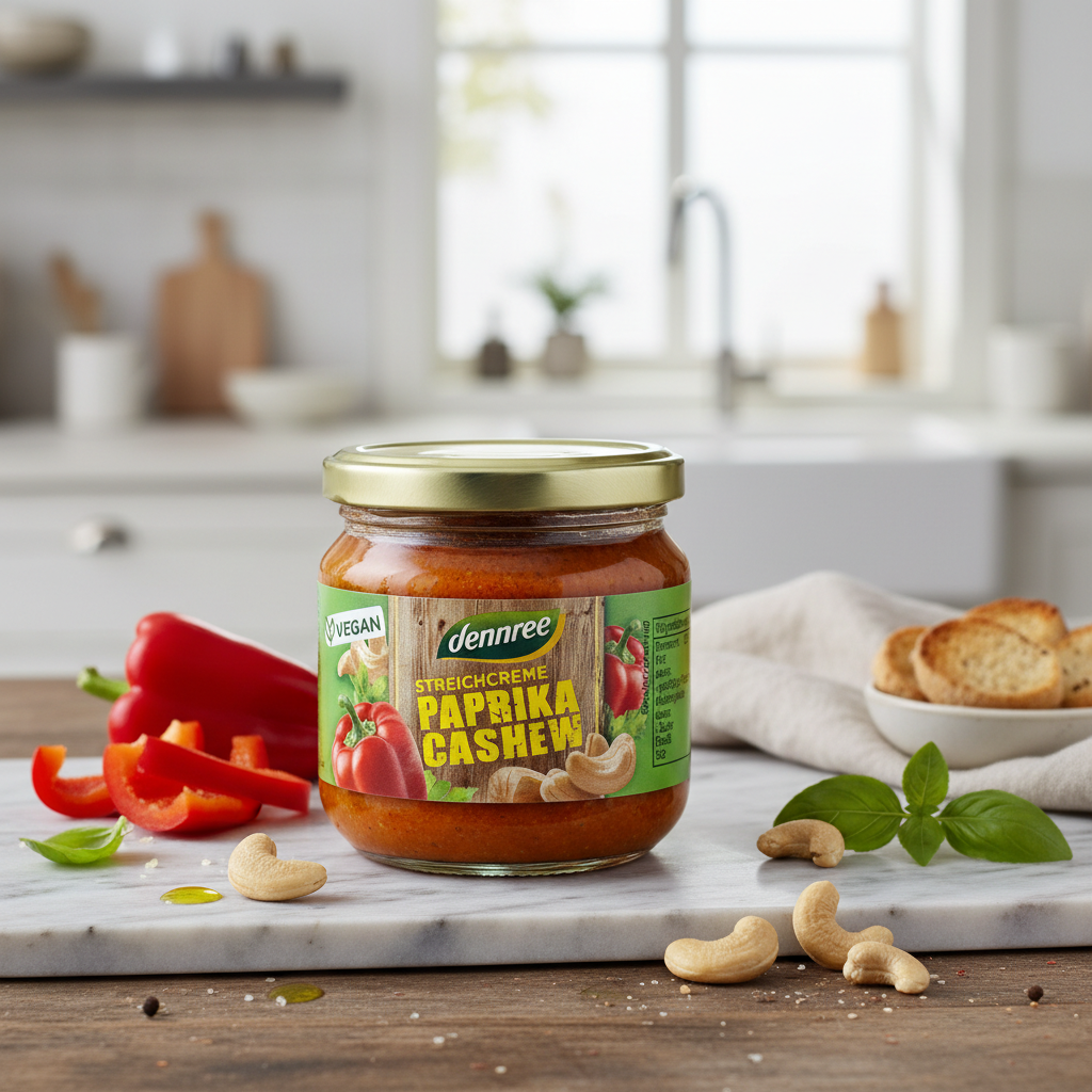 Cremă Tartinabilă Bio cu Ardei Roșu și Caju Dennree 180g - Aperitiv Vegan 2